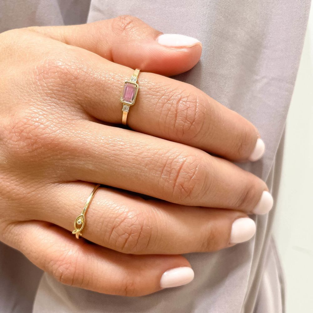 טבעות זהב | טבעת לנשים מזהב צהוב 14 קראט - אנאבל ורודה