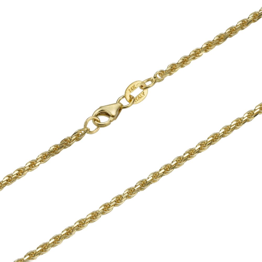תכשיטים לגבר | שרשרת זהב צהוב 14 קראט לגברים, מדגם חבל 1.9 מ