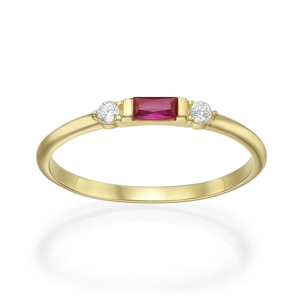 טבעות זהב | טבעת לנשים מזהב צהוב 14 קראט - פנלופי אדומה