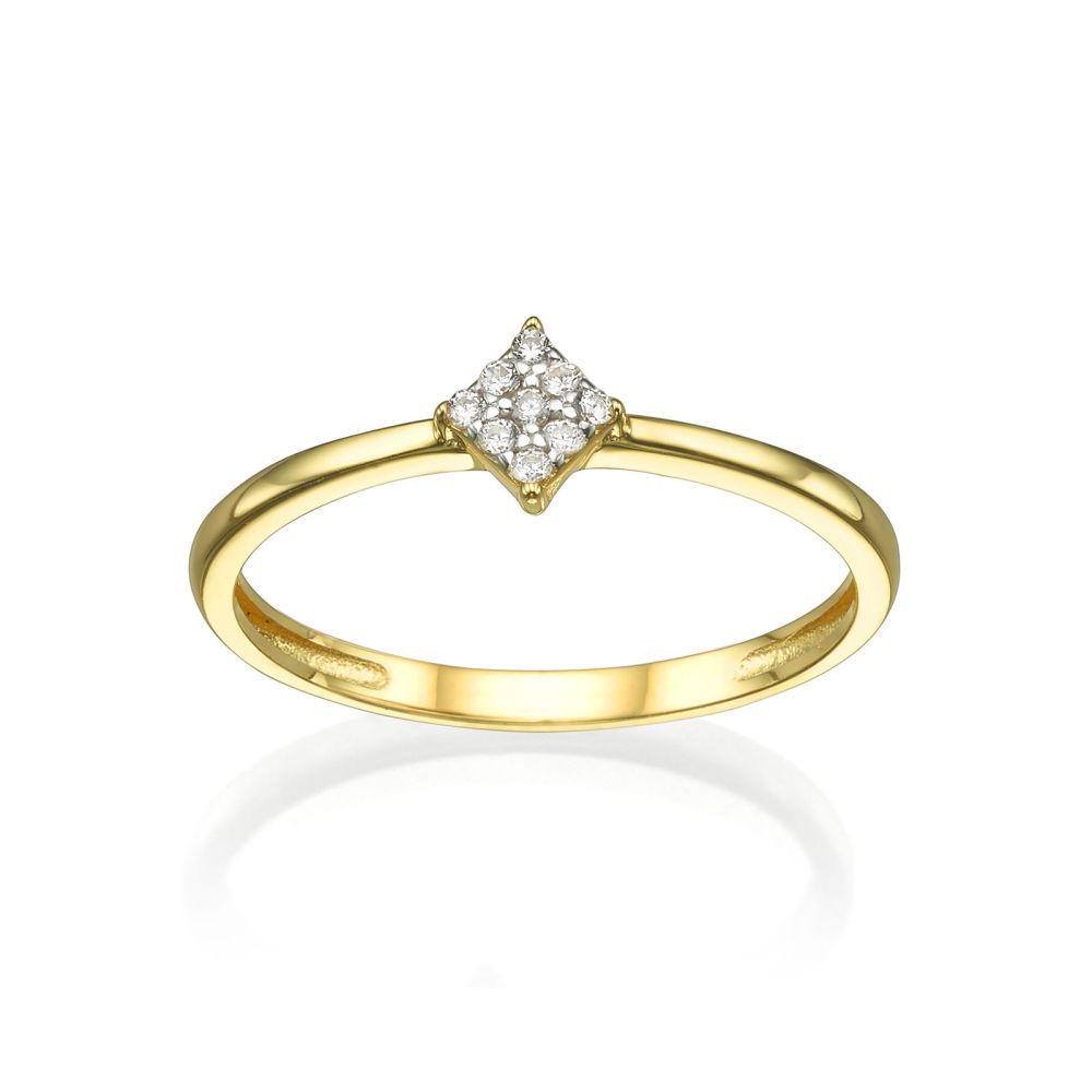 תכשיטי זהב לנשים | טבעת מזהב צהוב 14 קראט - מעוין נוצץ