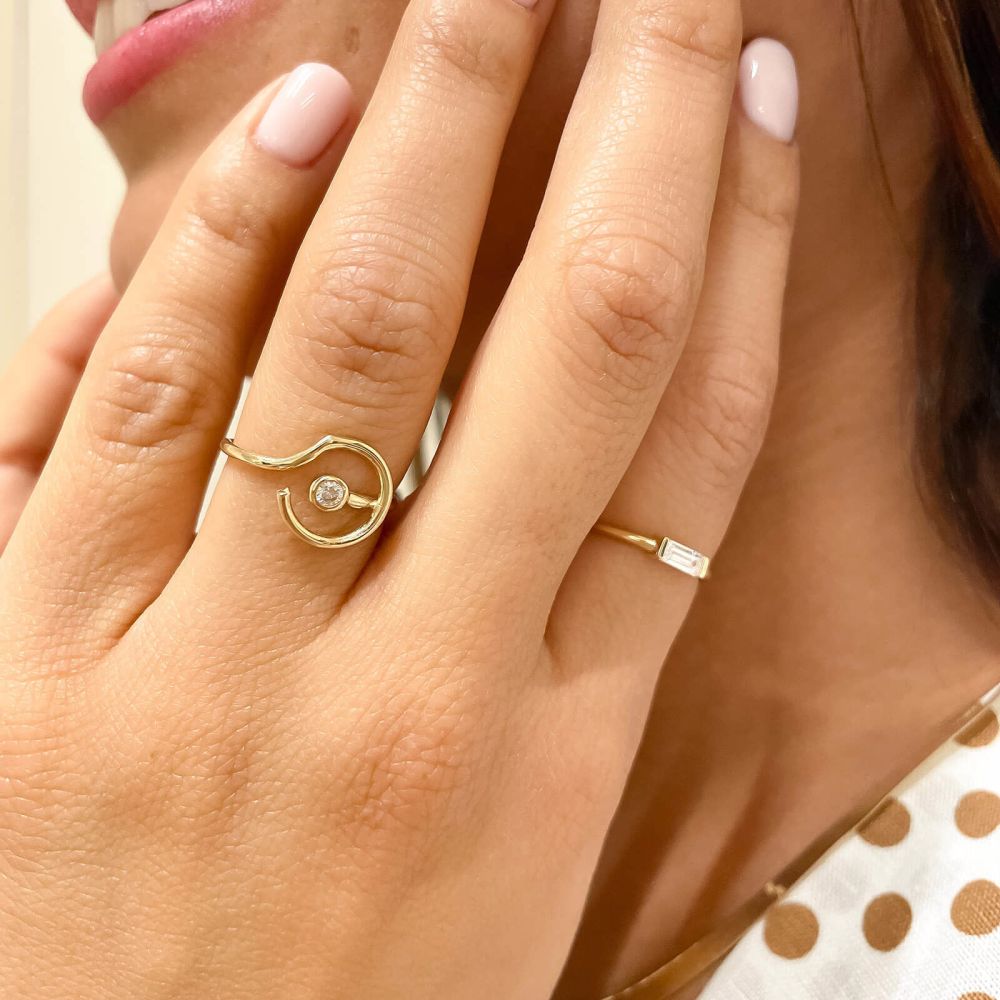 טבעות זהב | טבעת לנשים מזהב צהוב 14 קראט - יוניק