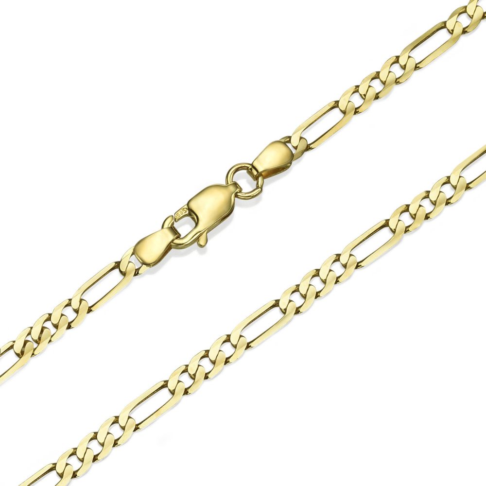 תכשיטים לגבר | שרשרת זהב צהוב 14 קראט לגבר, מדגם פיגרו 3.84 מ''מ עובי, 50 ס