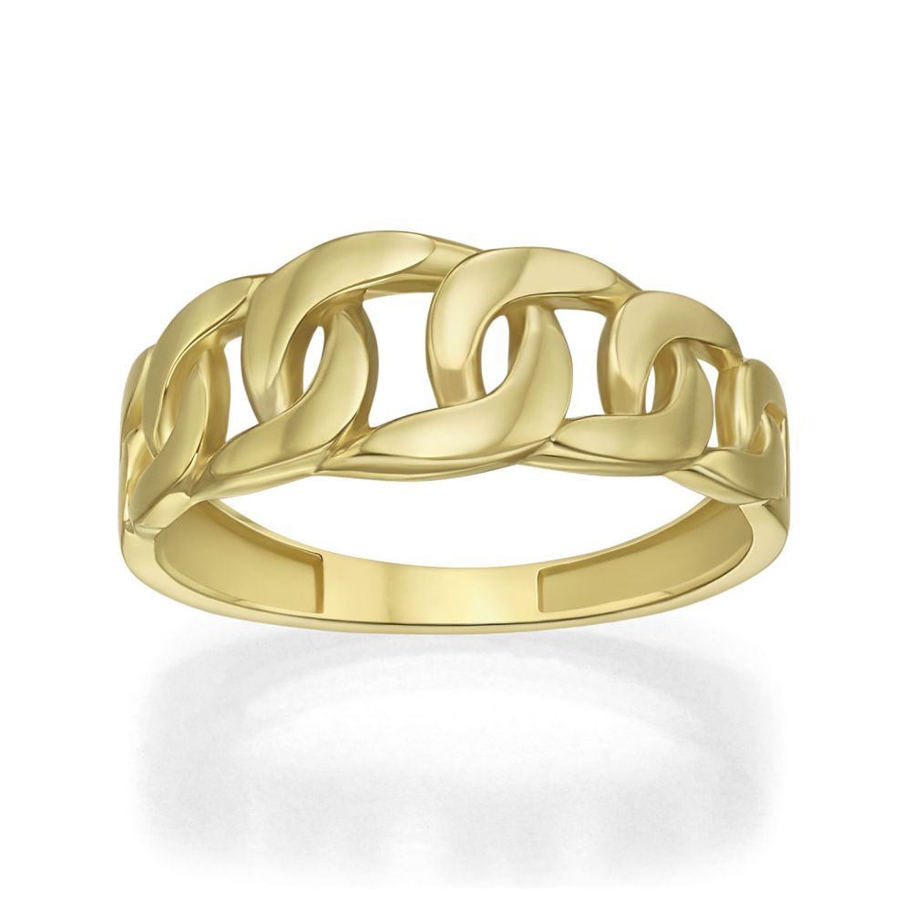 טבעות זהב | טבעת לנשים מזהב צהוב 14 קראט - חוליות שטוחות