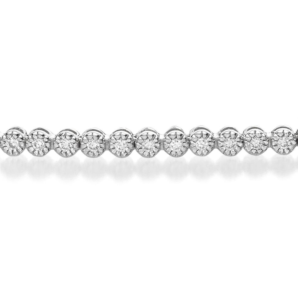 תכשיטי יהלומים | צמיד טניס יהלומים מילנו מזהב לבן 14 קראט - שרלוט