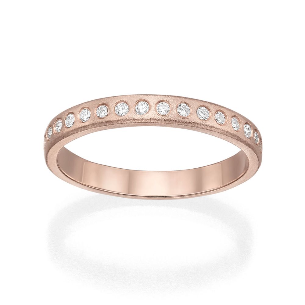 תכשיטי יהלומים | טבעת יהלומים מזהב ורוד 14 קראט -  קים 