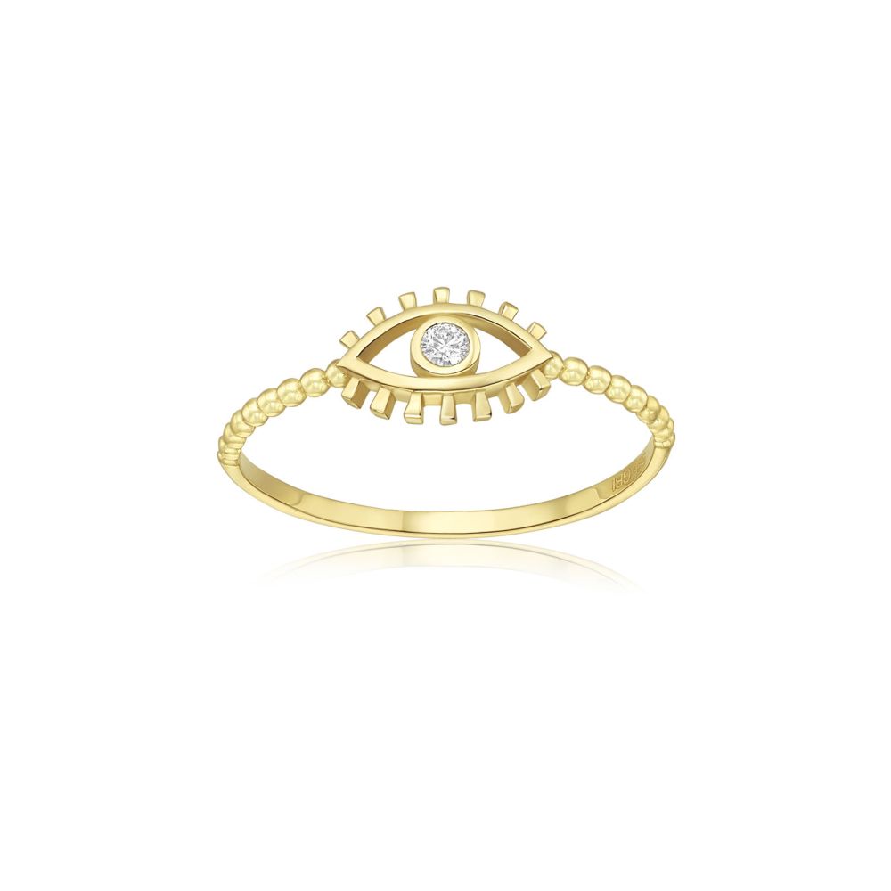 תכשיטי זהב לנשים | טבעת לנשים מזהב צהוב 14 קראט - עין