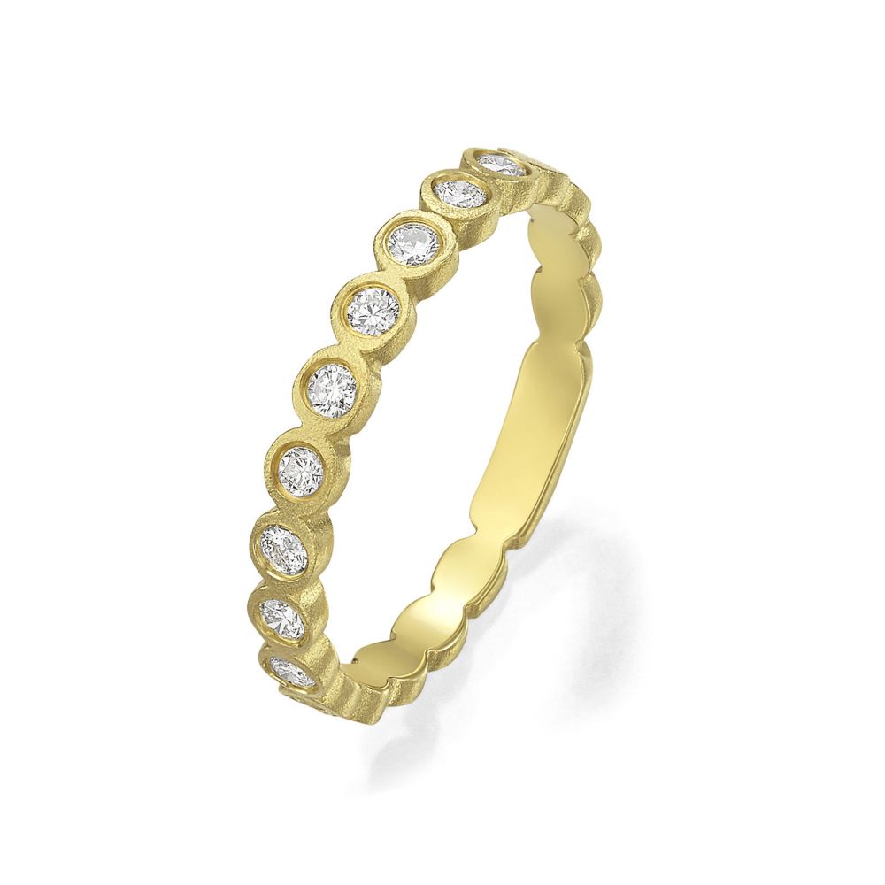תכשיטי יהלומים | טבעת יהלומים מזהב צהוב 14 קראט -  אשלי 