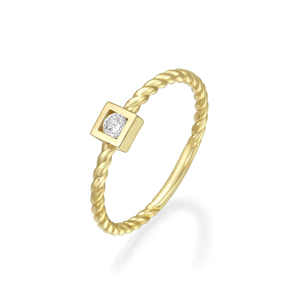 טבעות זהב | טבעת לנשים מזהב צהוב 14 קראט - ריבוע ניקולט צמה