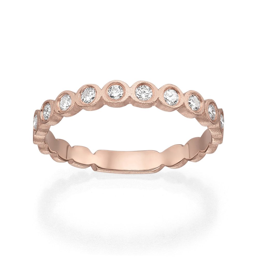 תכשיטי יהלומים | טבעת יהלומים מזהב ורוד 14 קראט -  אשלי 