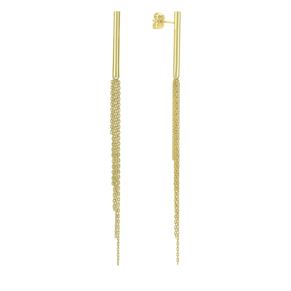 עגילי זהב | עגילים תלויים מזהב צהוב 14 קראט - מדלן