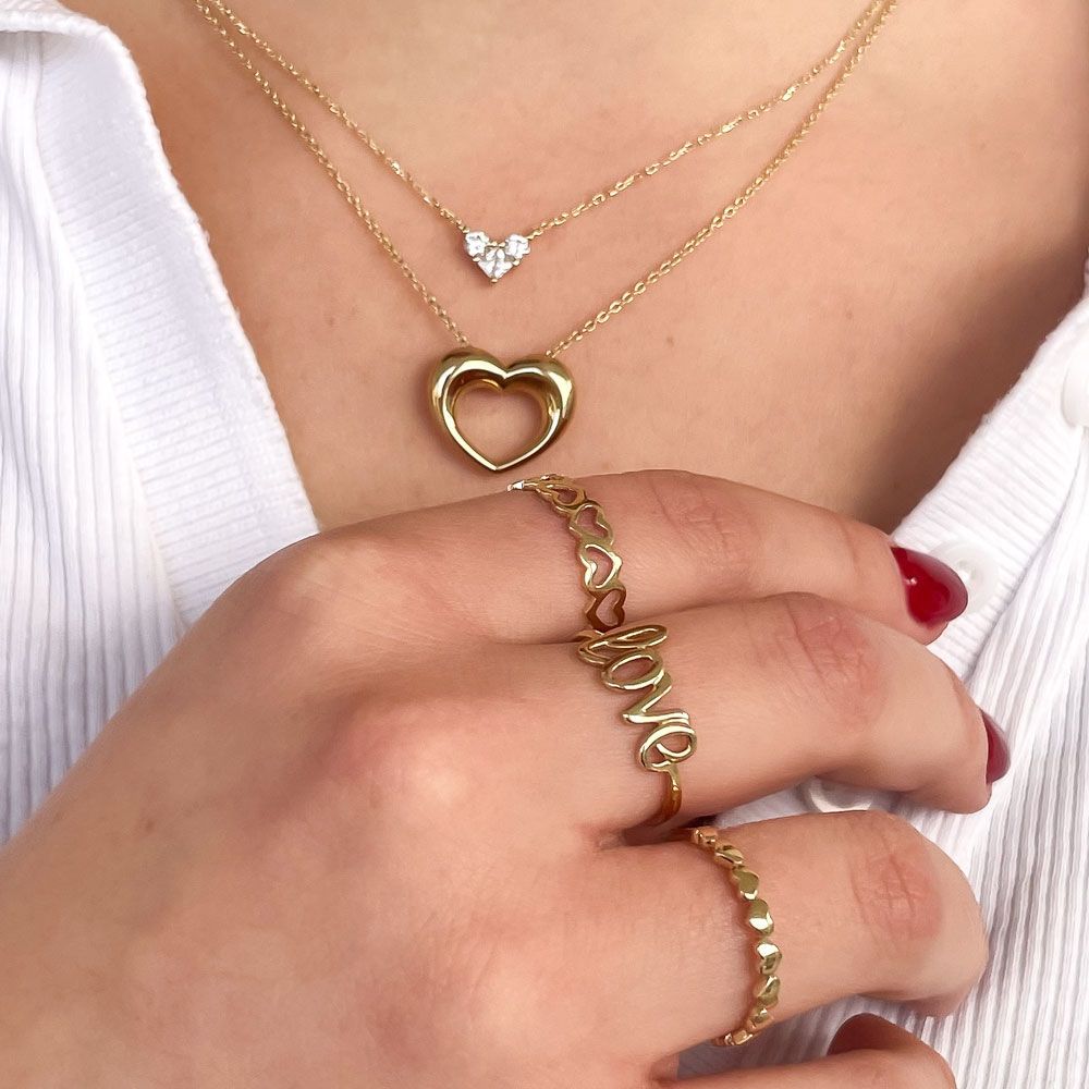 תכשיטי זהב לנשים | טבעת מזהב צהוב 14 קראט - Love
