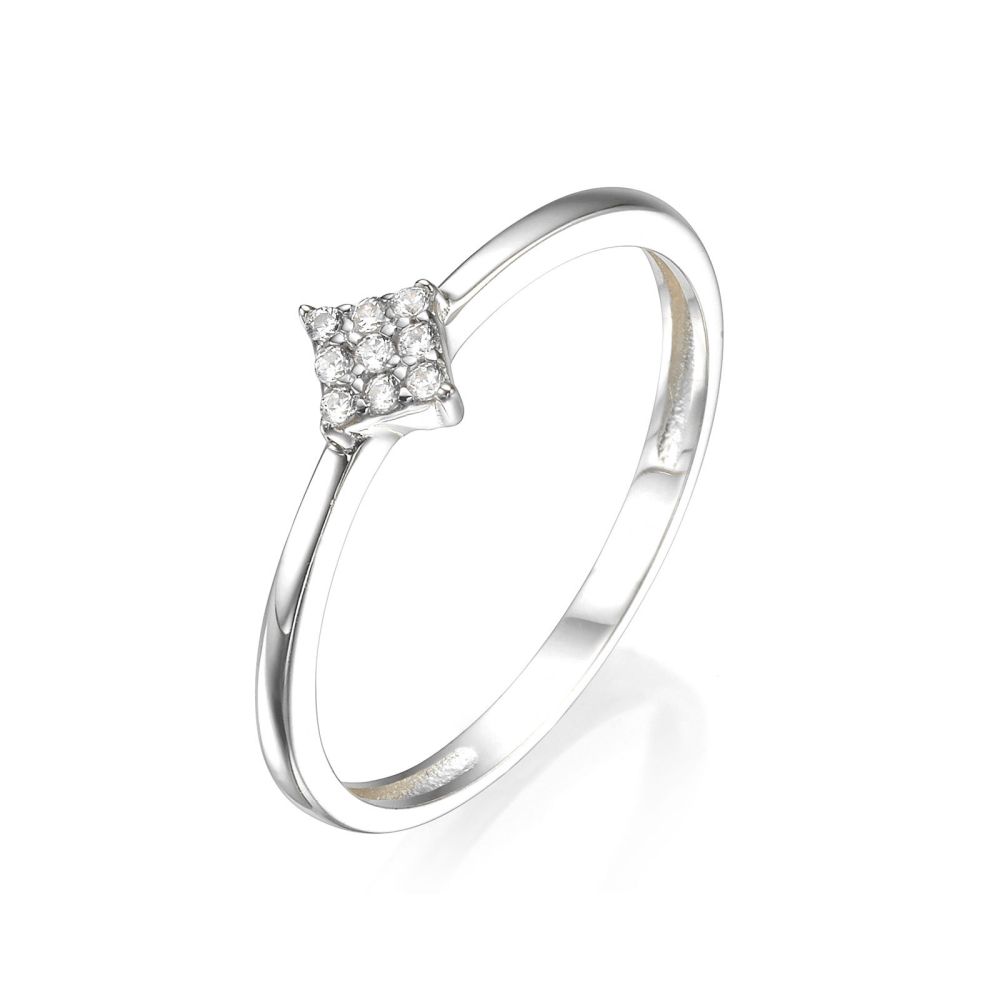 Boutique_Collection | טבעת מזהב לבן 14 קראט - מעוין נוצץ