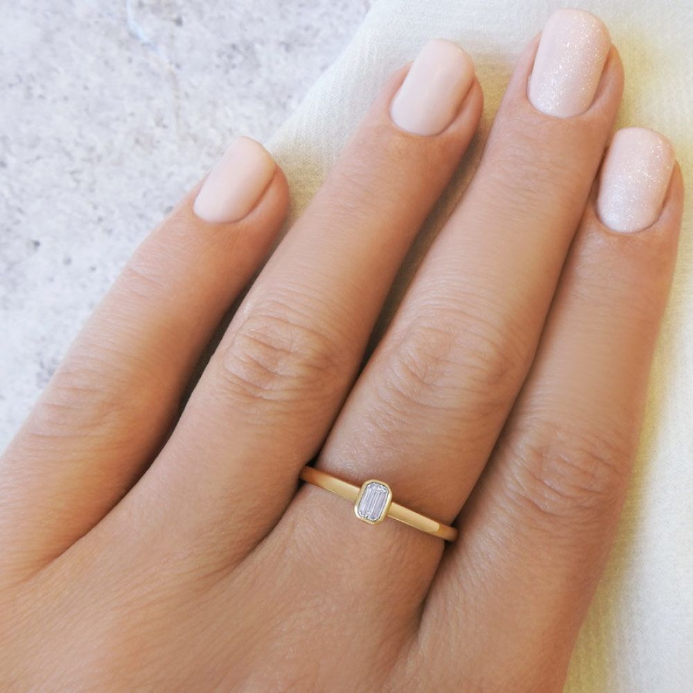 תכשיטי יהלומים | טבעת יהלומים מזהב צהוב 14 קראט - סקיי