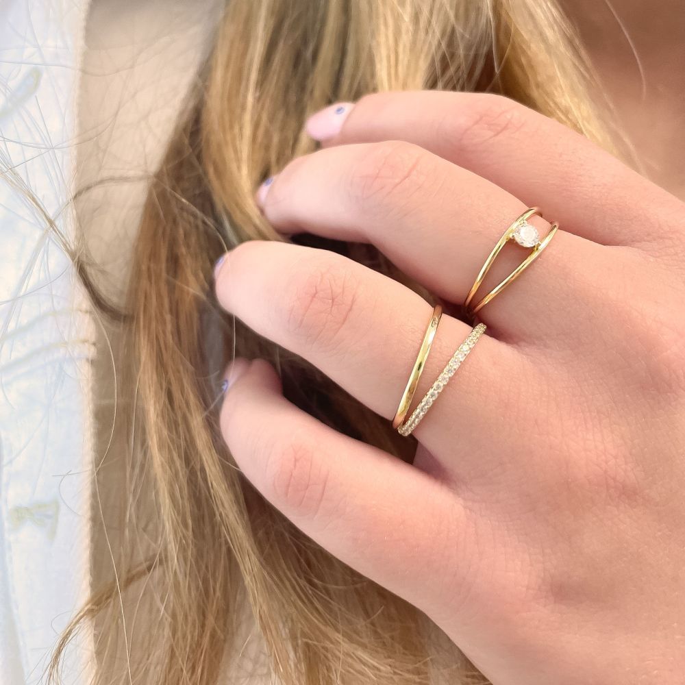 טבעות זהב | טבעת לנשים מזהב צהוב 14 קראט - ריינה