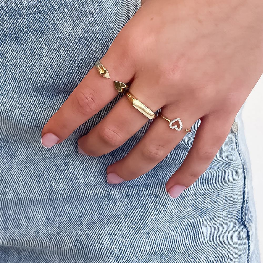 טבעות זהב | טבעת לנשים מזהב צהוב 14 קראט - חותם קלאסית עבה