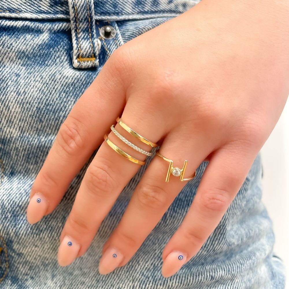 טבעות זהב | טבעת לנשים מזהב צהוב 14 קראט - בלינדה 