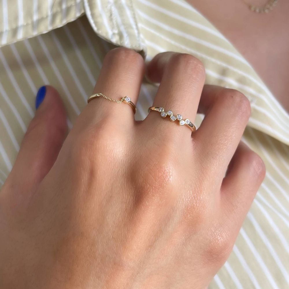 טבעות זהב | טבעת לנשים מזהב צהוב 14 קראט - נלה