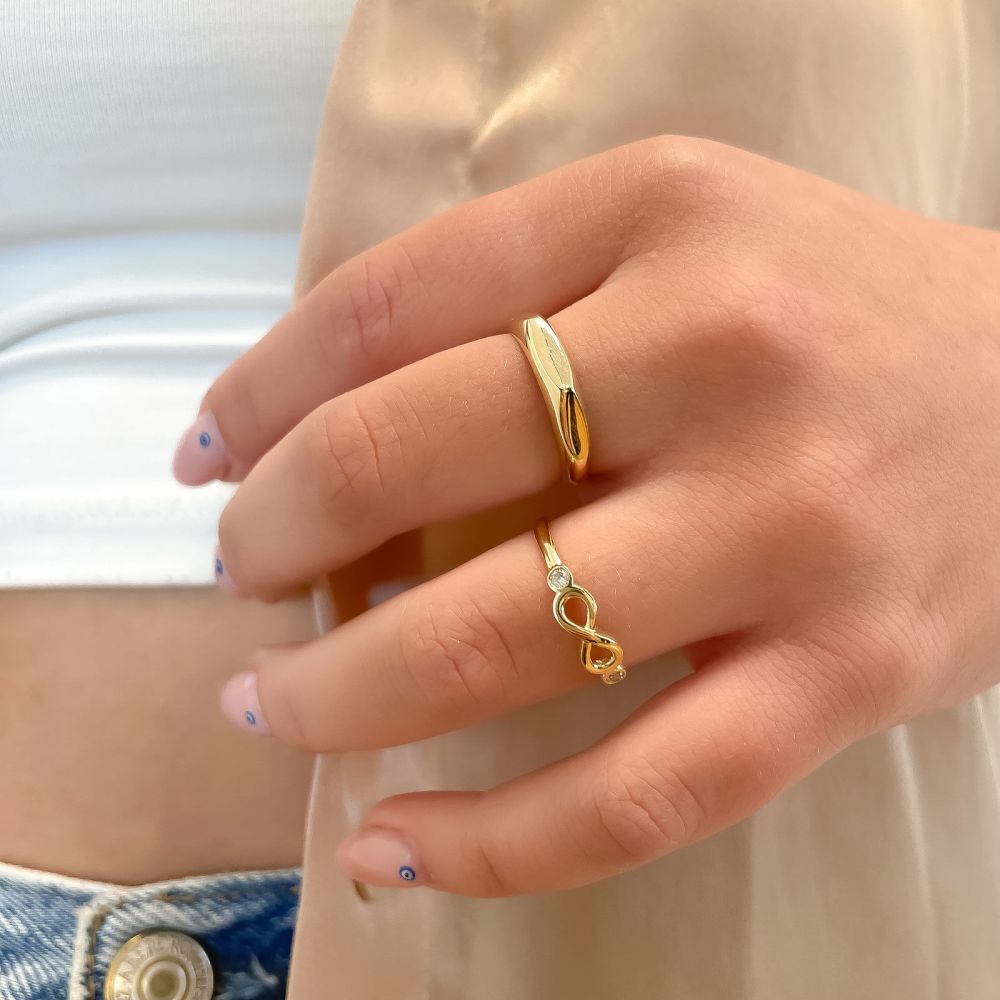 טבעות זהב | טבעת לנשים מזהב צהוב 14 קראט -  אינסוף מנצנץ