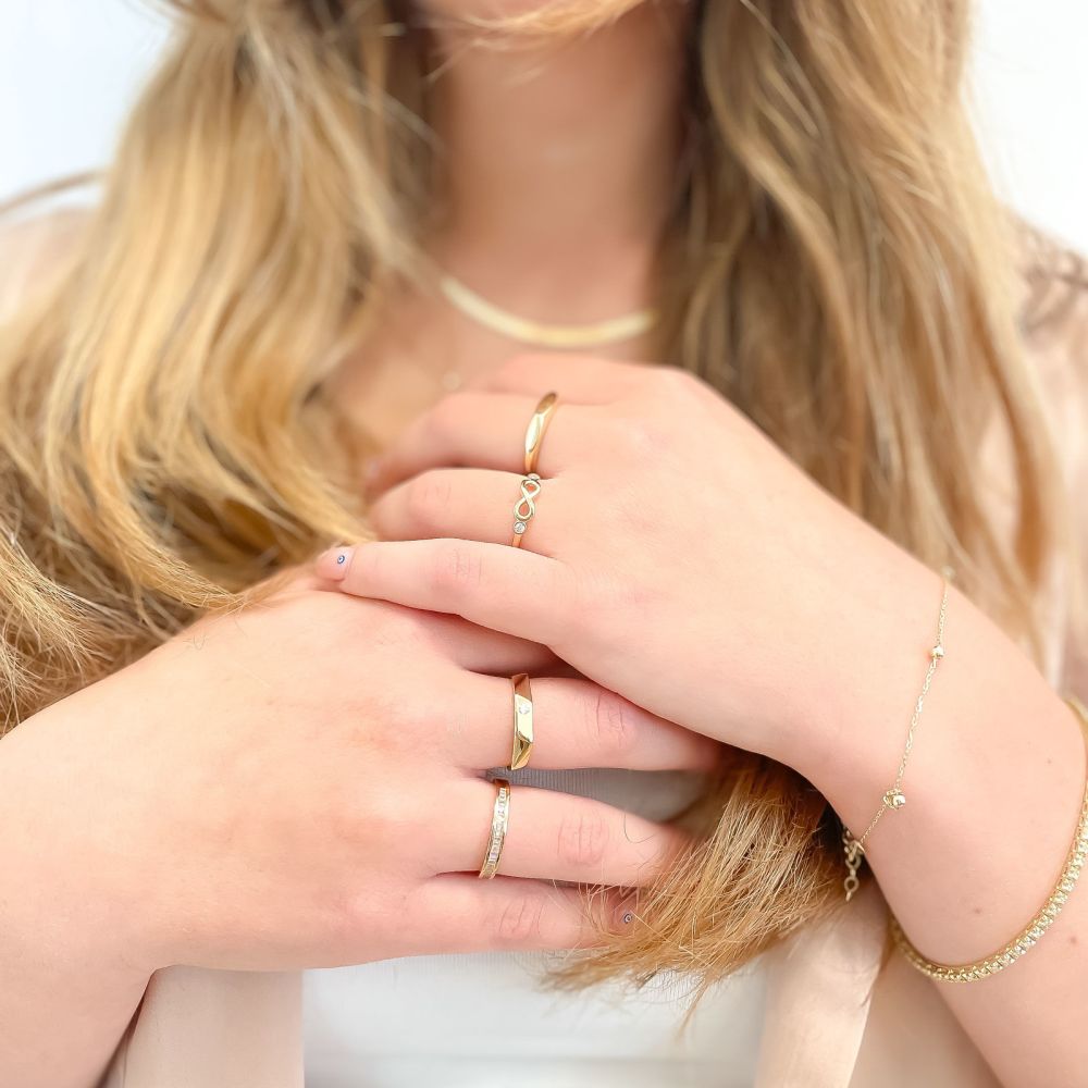 טבעות זהב | טבעת לנשים מזהב צהוב 14 קראט -  אינסוף מנצנץ