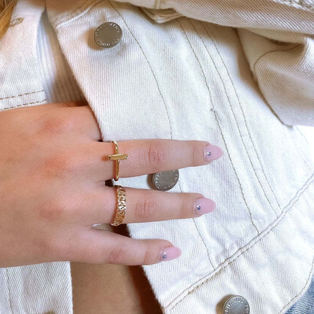 טבעות זהב | טבעת לנשים מזהב צהוב 14 קראט -  בר זהב