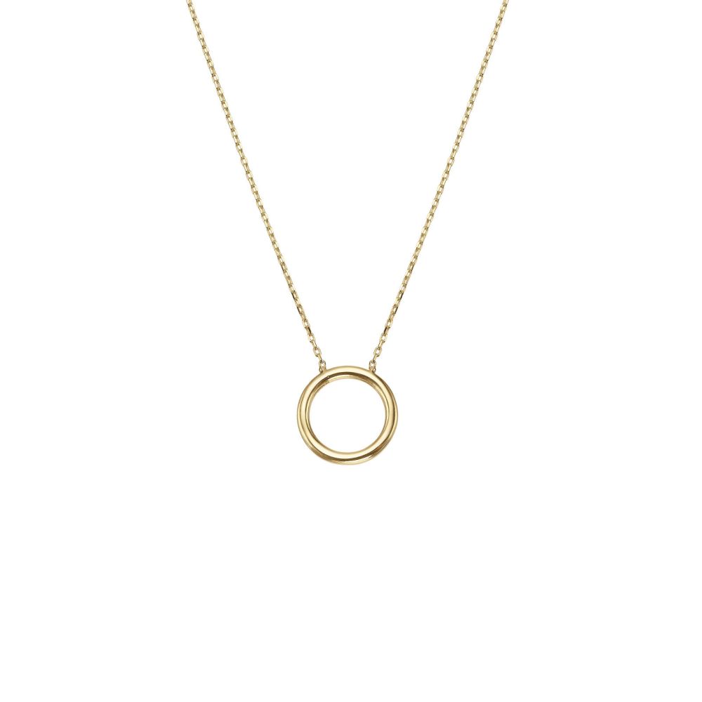 תליוני זהב | תליון ושרשרת מזהב צהוב 14 קראט - מעגל מבריק