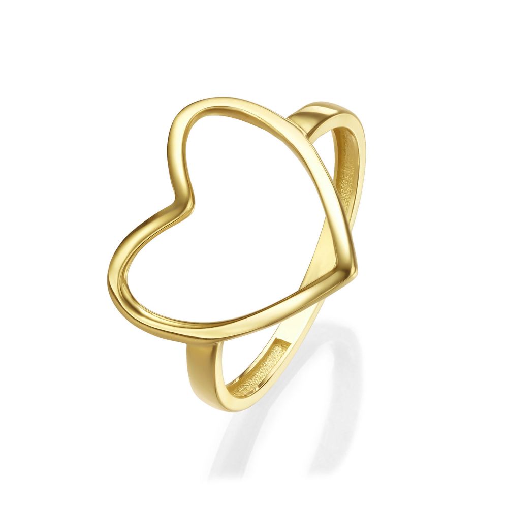 טבעות זהב | טבעת לנשים מזהב צהוב 14 קראט - לב דוסון