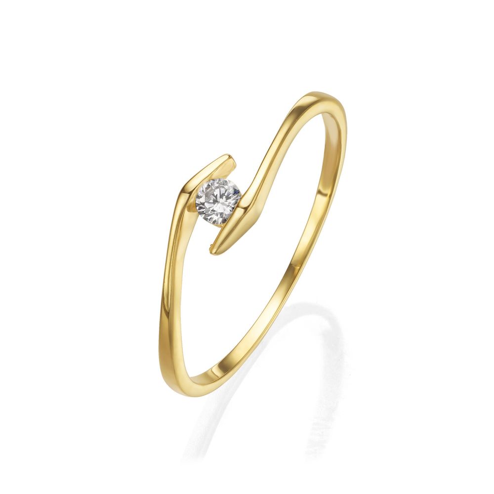 טבעות זהב | טבעת לנשים מזהב צהוב 14 קראט - טוויסט
