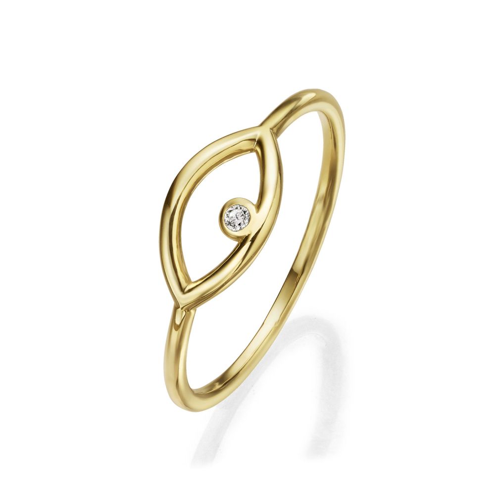 טבעות זהב | טבעת לנשים מזהב צהוב 14 קראט - עין מנצנצת