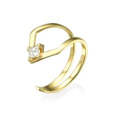 טבעת יהלום מזהב צהוב 14 קראט - האלי
