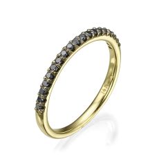 טבעת יהלום שחור מזהב צהוב 14 קראט - נסיכה