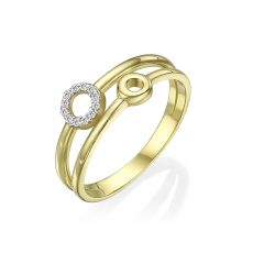 טבעת מזהב צהוב 14 קראט - עיגולי טיאנה