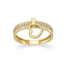 טבעת לנשים מזהב צהוב 14 קראט - לב מייבל