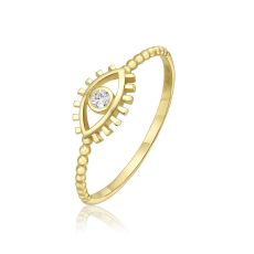 טבעת לנשים מזהב צהוב 14 קראט - עין