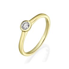טבעת יהלומים מזהב צהוב 14 קראט - מון