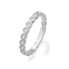טבעת יהלומים מזהב לבן 14 קראט -  אשלי 