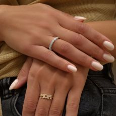 טבעת יהלום מזהב לבן 14 קראט - איזבל