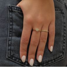 טבעת יהלום מזהב צהוב 14 קראט - מלודיה
