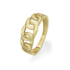 טבעת לנשים מזהב צהוב 14 קראט - חוליות שטוחות
