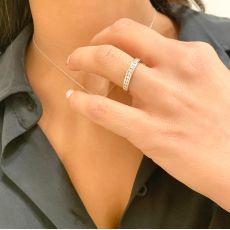 טבעת יהלומים מזהב לבן 14 קראט -  אליזבת 