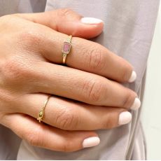 טבעת לנשים מזהב צהוב 14 קראט - אנאבל ורודה