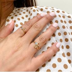 טבעת לנשים מזהב צהוב 14 קראט - סאן כחולה