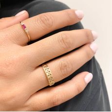 טבעת לנשים מזהב צהוב 14 קראט - חוליות עגולות
