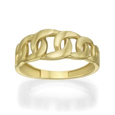 טבעת לנשים מזהב צהוב 14 קראט - חוליות שטוחות