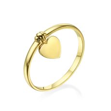 טבעת עם צ'ארם מזהב צהוב 14 קראט - צ'ארם לב
