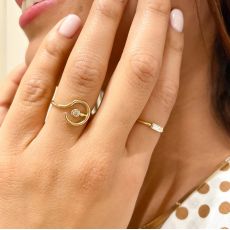 טבעת לנשים מזהב צהוב 14 קראט - יוניק