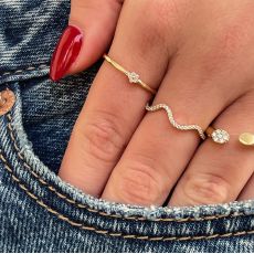טבעת לנשים מזהב צהוב 14 קראט - פרח סיירה