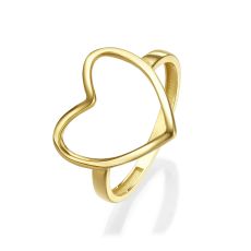טבעת לנשים מזהב צהוב 14 קראט - לב דוסון