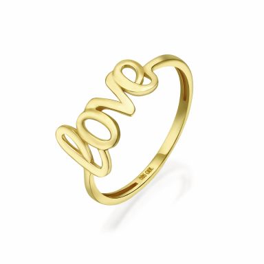 טבעת מזהב צהוב 14 קראט - Love