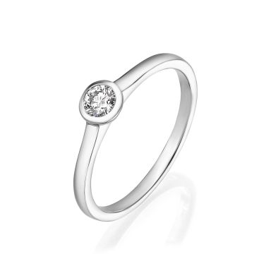 טבעת יהלומים מזהב לבן 14 קראט - מון