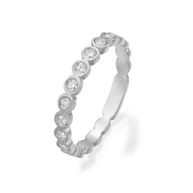 טבעת יהלומים מזהב לבן 14 קראט -  אשלי 